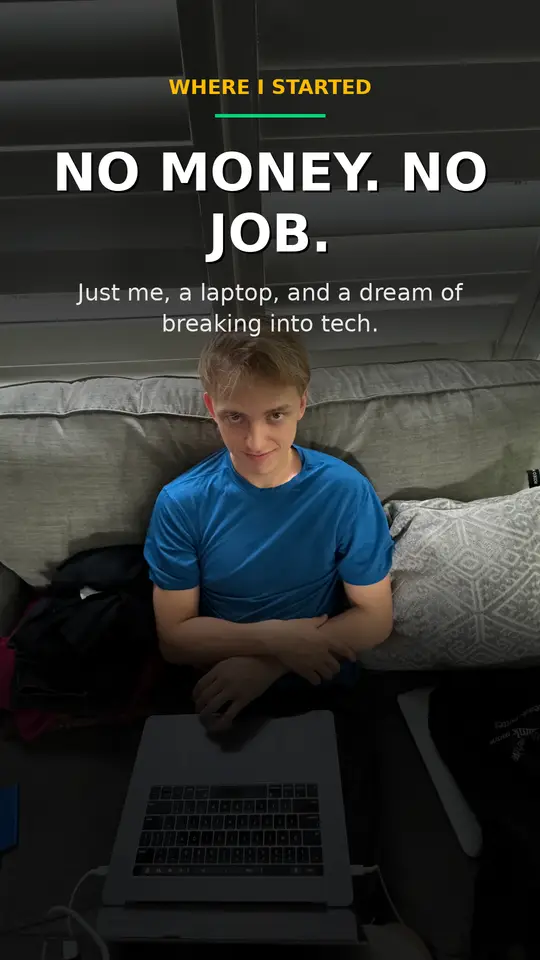 Where I started: No money. No job. Just me, a laptop, and a dream of breaking into tech.