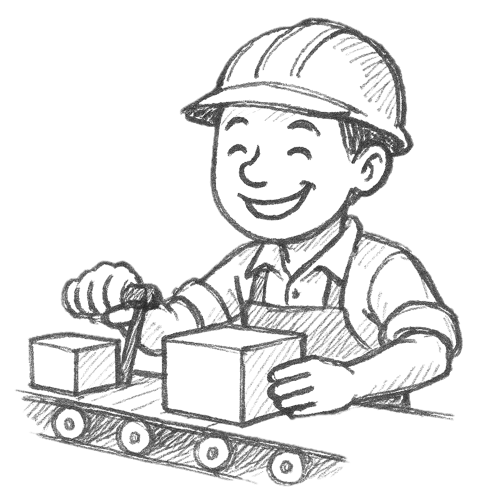 Man working on conveyor belt